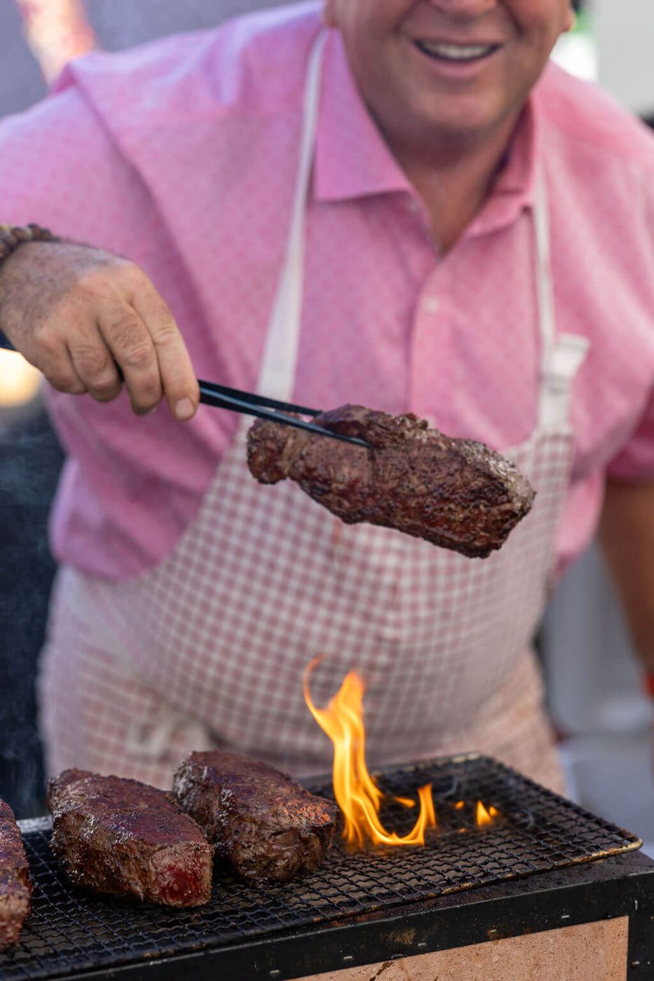 Steak on an open flame