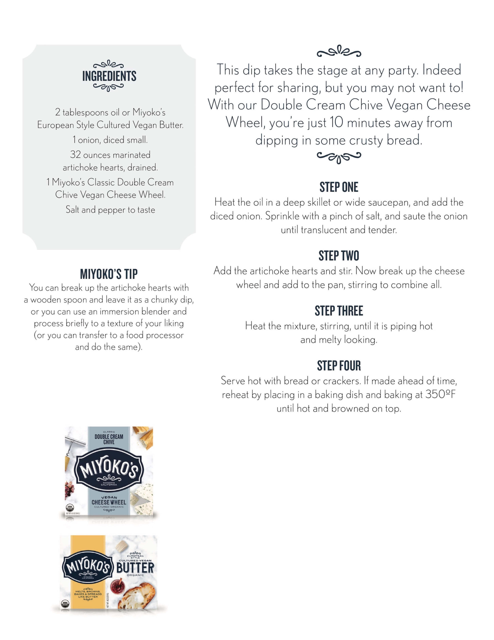 Miyoko's Creamy Artichoke Dip Recipe