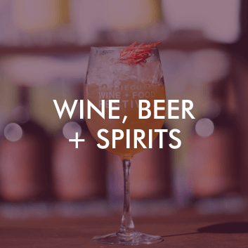 Wine, Beer + Spirits